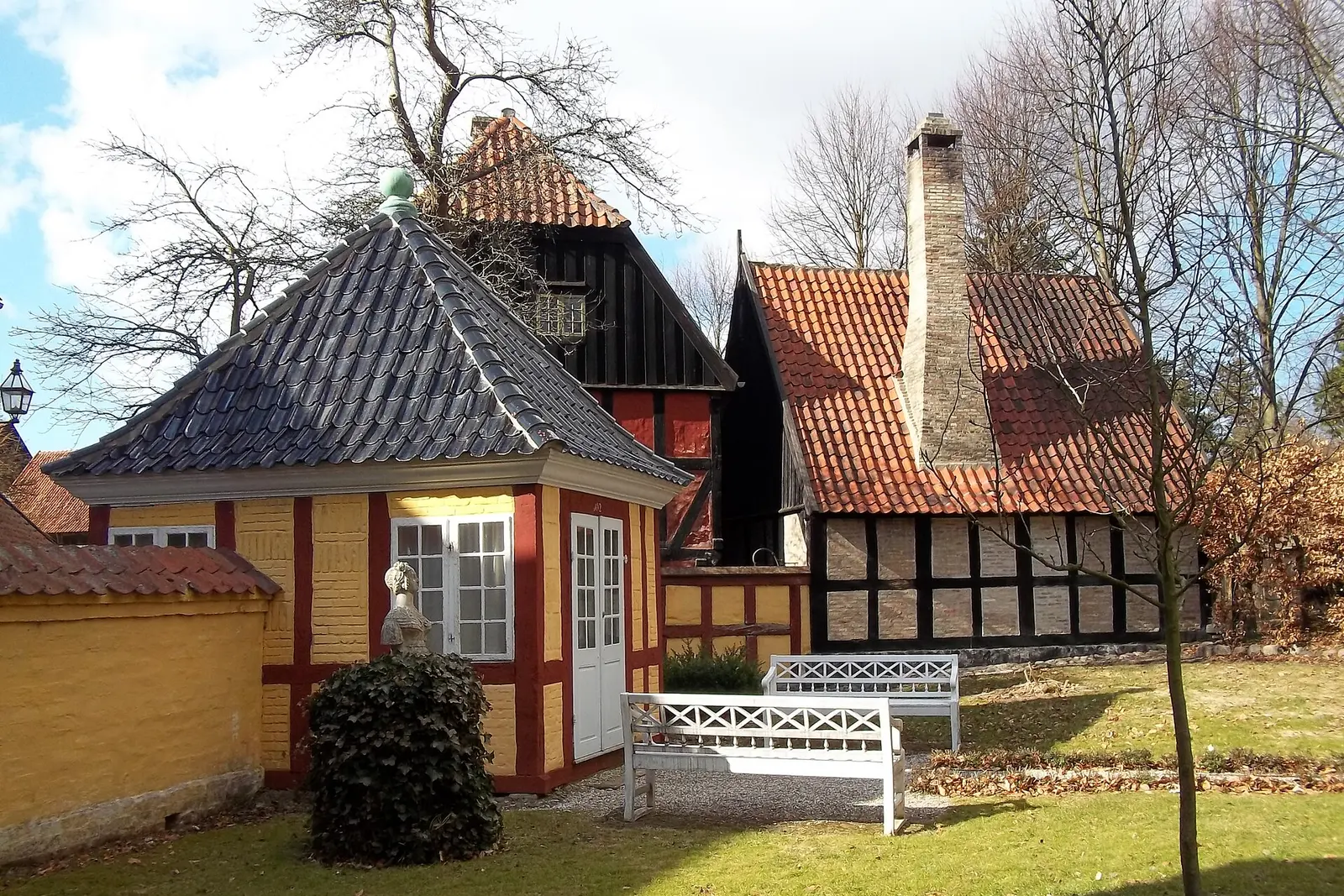 A street inside Den Gamle By open-air museum
