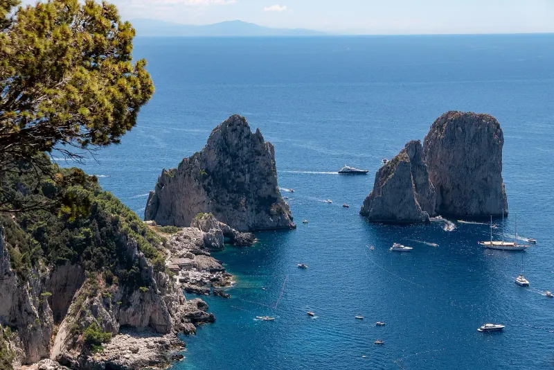The Faraglioni rock stacks off the coast of Capri