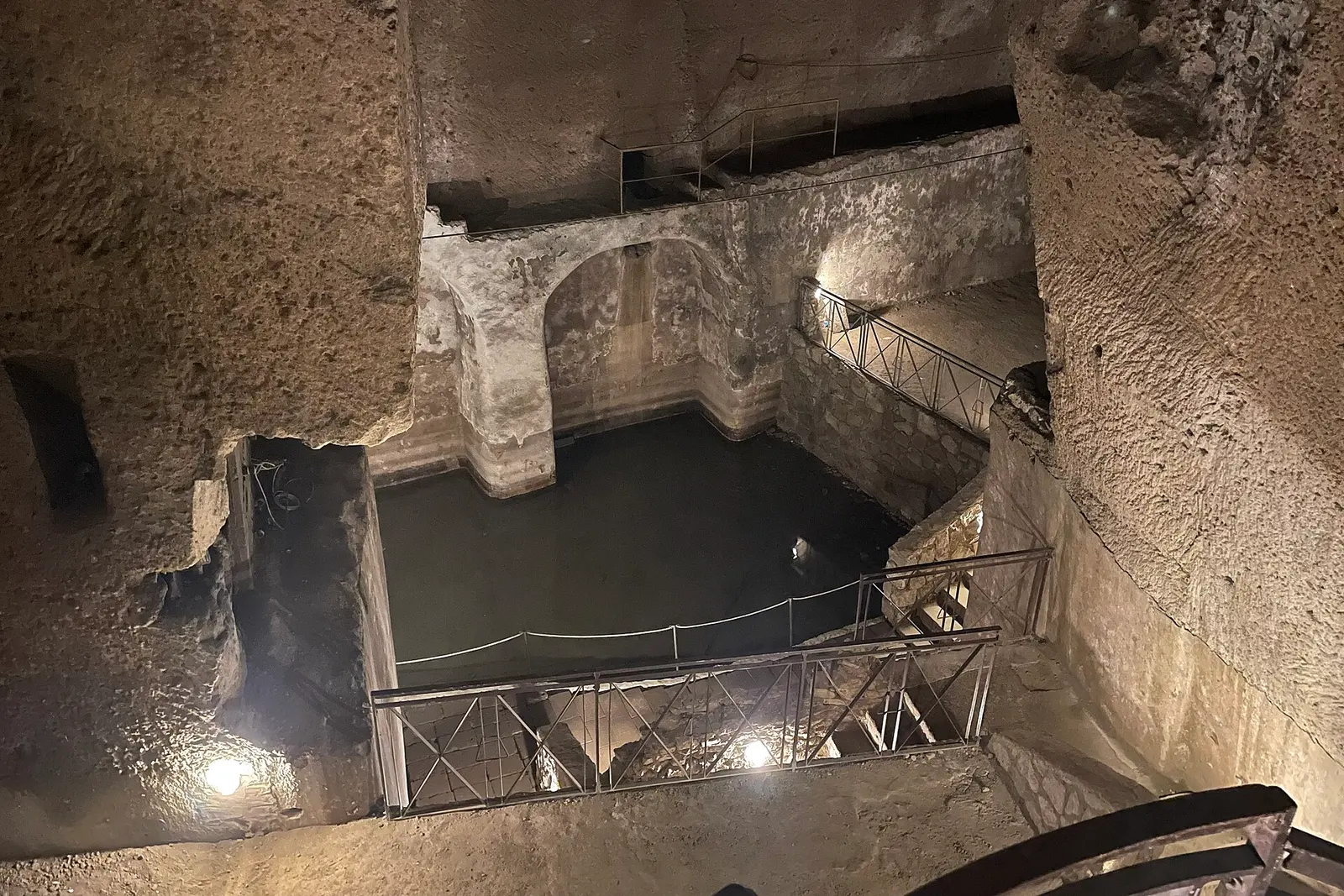 An ancient cistern chamber in the tunnels of Napoli Sotterranea