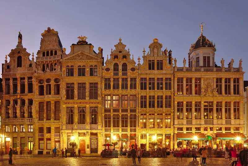 Brussels' Grand Place at civil twilight