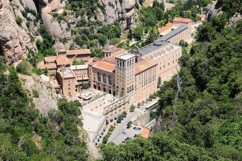 The Montserrat monastery on the mountainside