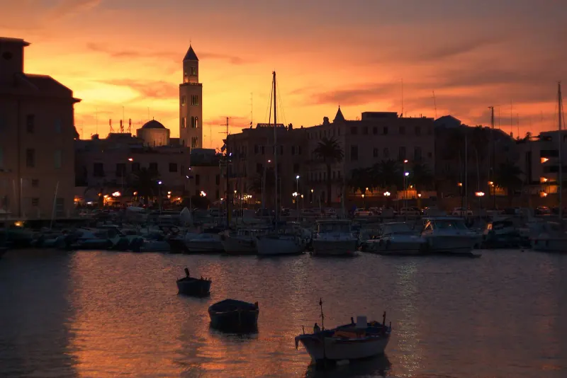 Sunset over the Bari seafront