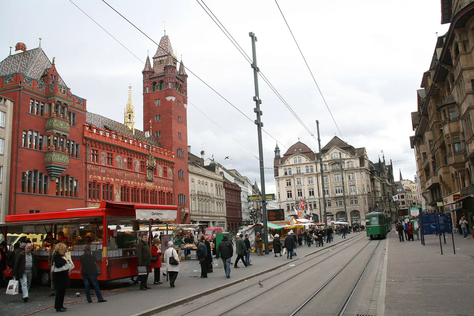 The red Rathaus on Basel's Marktplatz