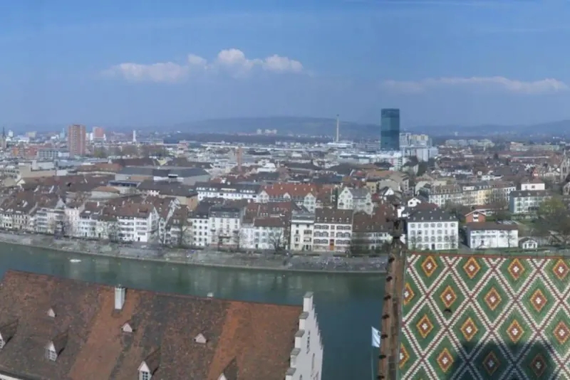A panorama of Basel's old town and the Munster