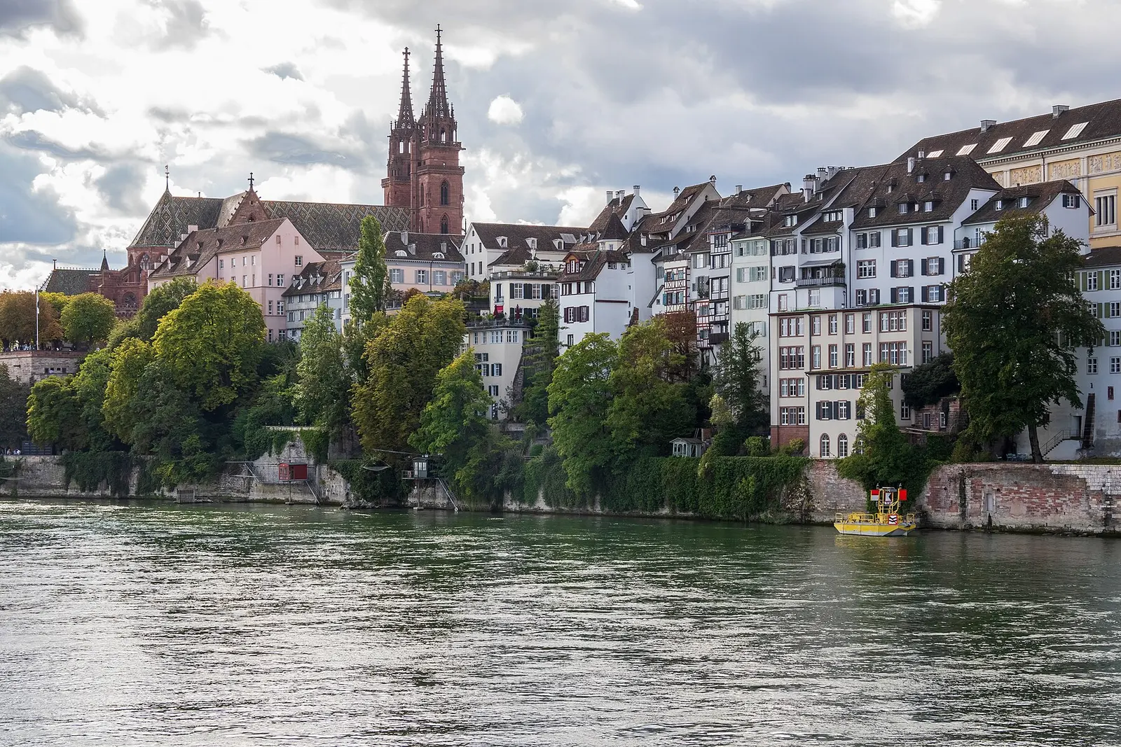 Basel's old town on the Rhine seen from the Mittlere Brucke