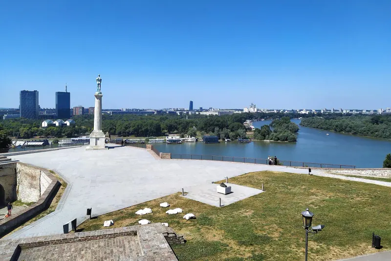 The confluence of the Sava and Danube seen from Kalemegdan Park