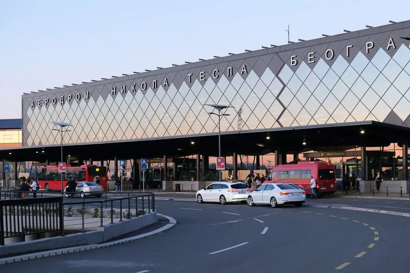 The terminal front at Belgrade Nikola Tesla Airport