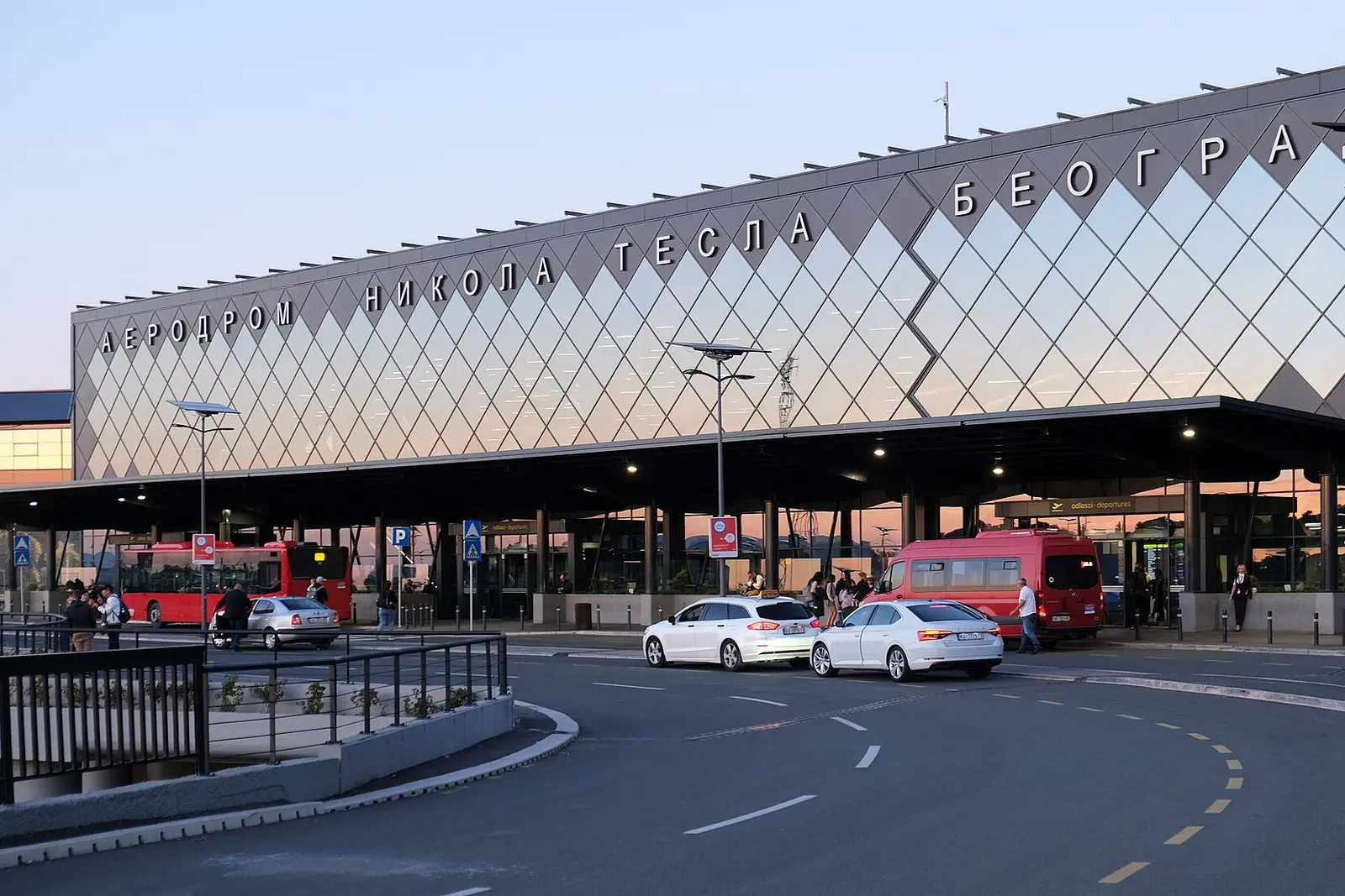 The terminal front at Belgrade Nikola Tesla Airport