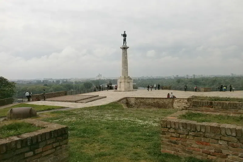The Victor monument above Belgrade Fortress and the river