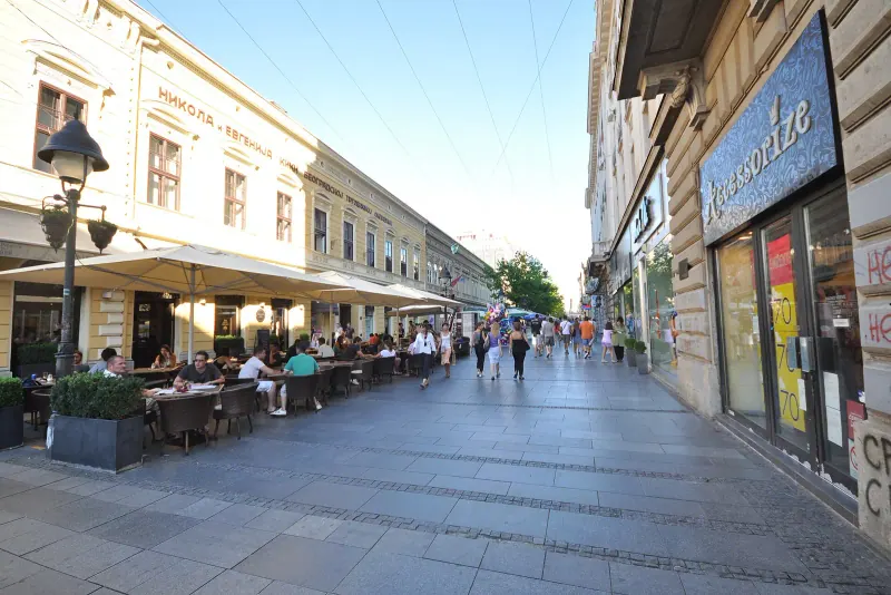 Cafes and pedestrians on Knez Mihailova street