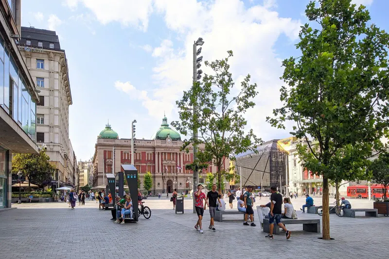 Republic Square and the National Museum in central Belgrade