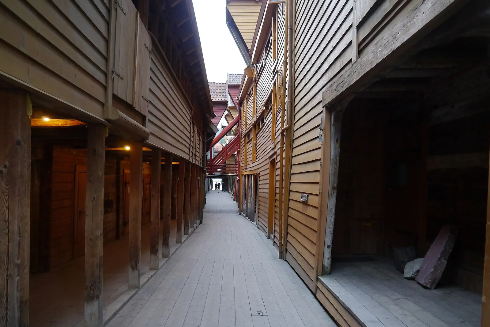 Narrow alley between the wooden Hanseatic tenements of Bryggen