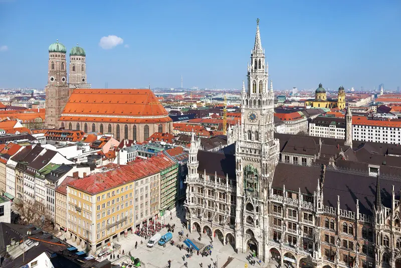 Marienplatz and the Frauenkirche towers in Munich