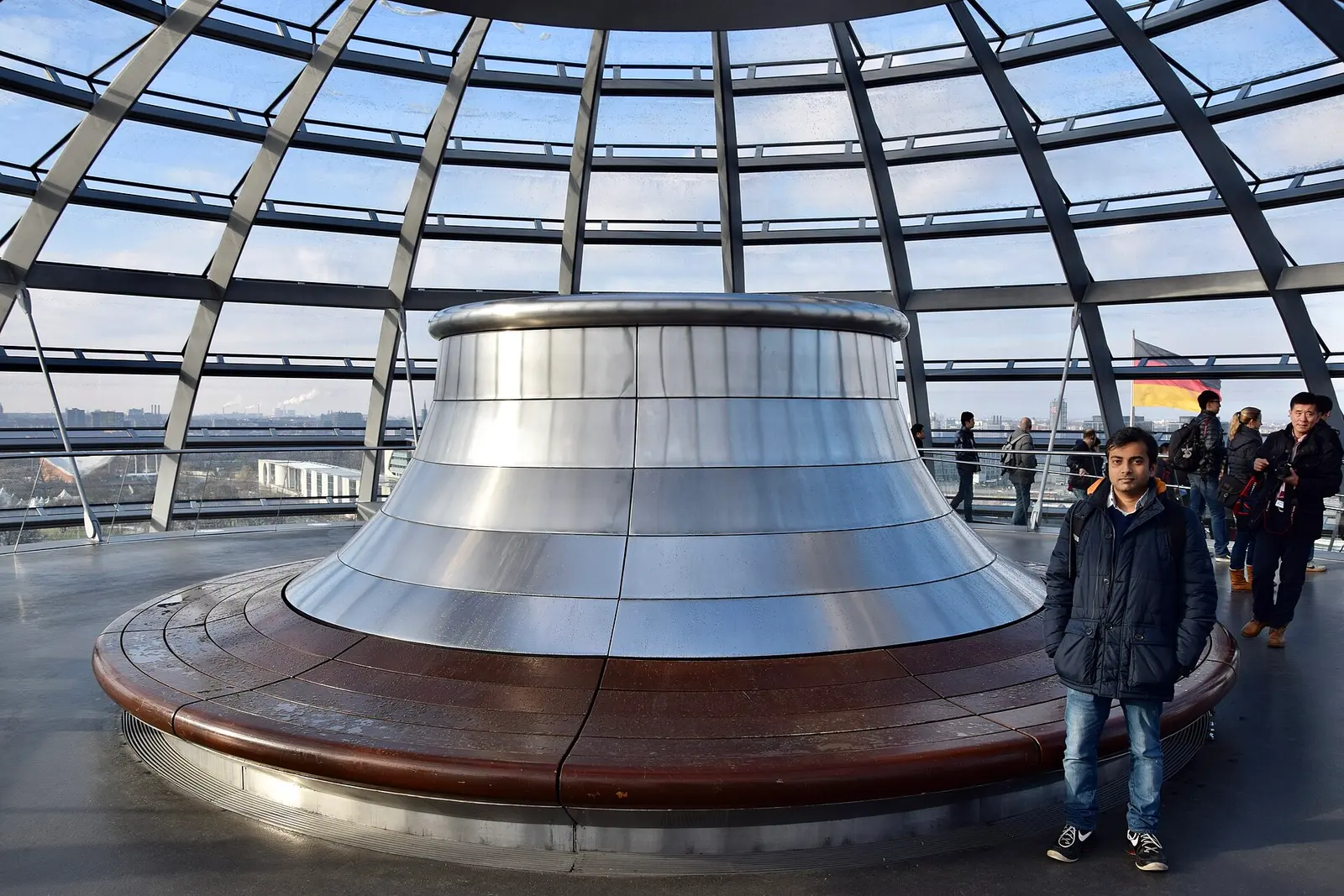 Inside the glass dome of the Reichstag