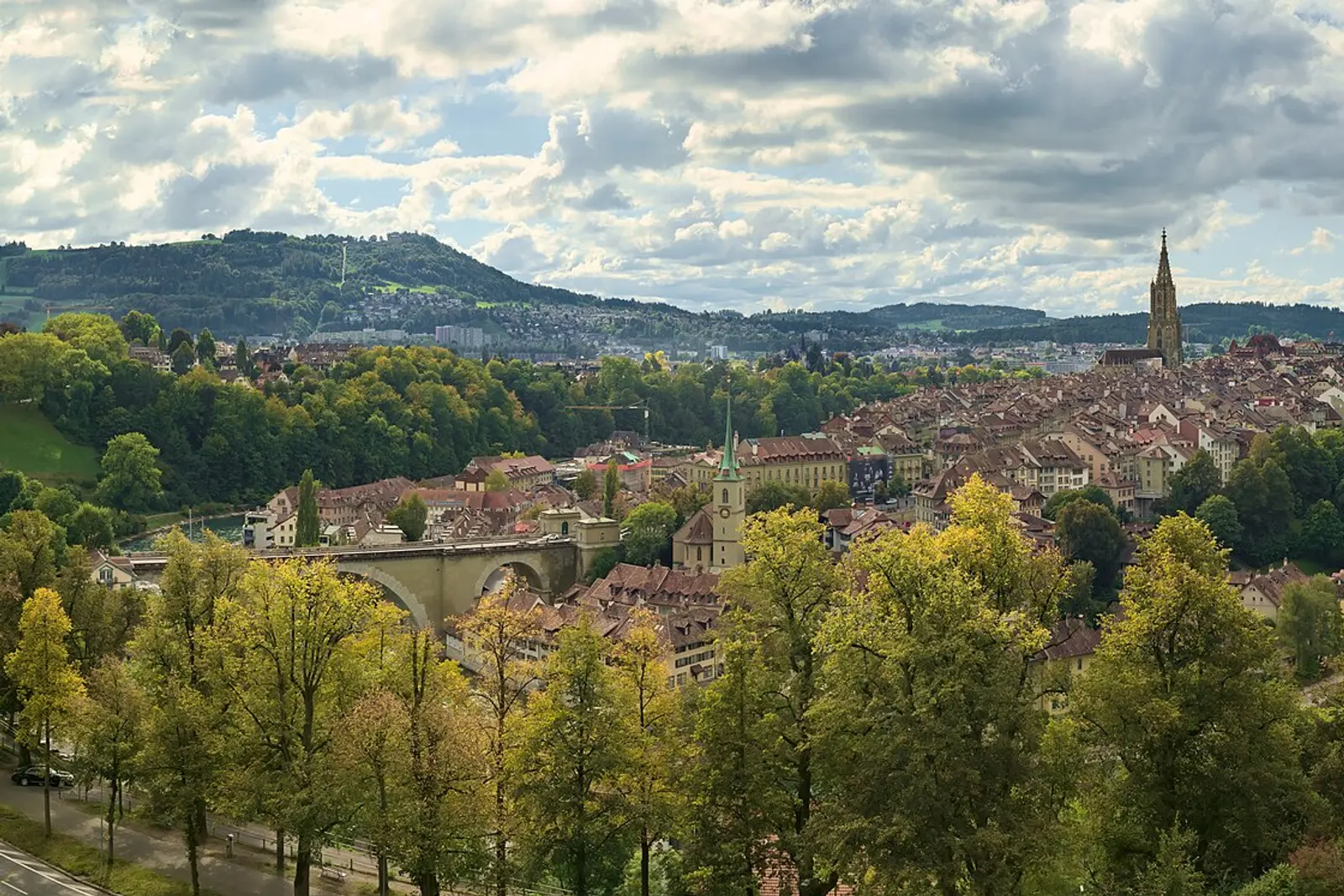 Bern's old town seen from the Rosengarten