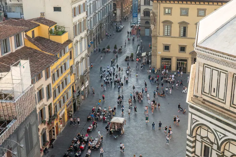 Piazza del Duomo in Florence seen from the cathedral terrace