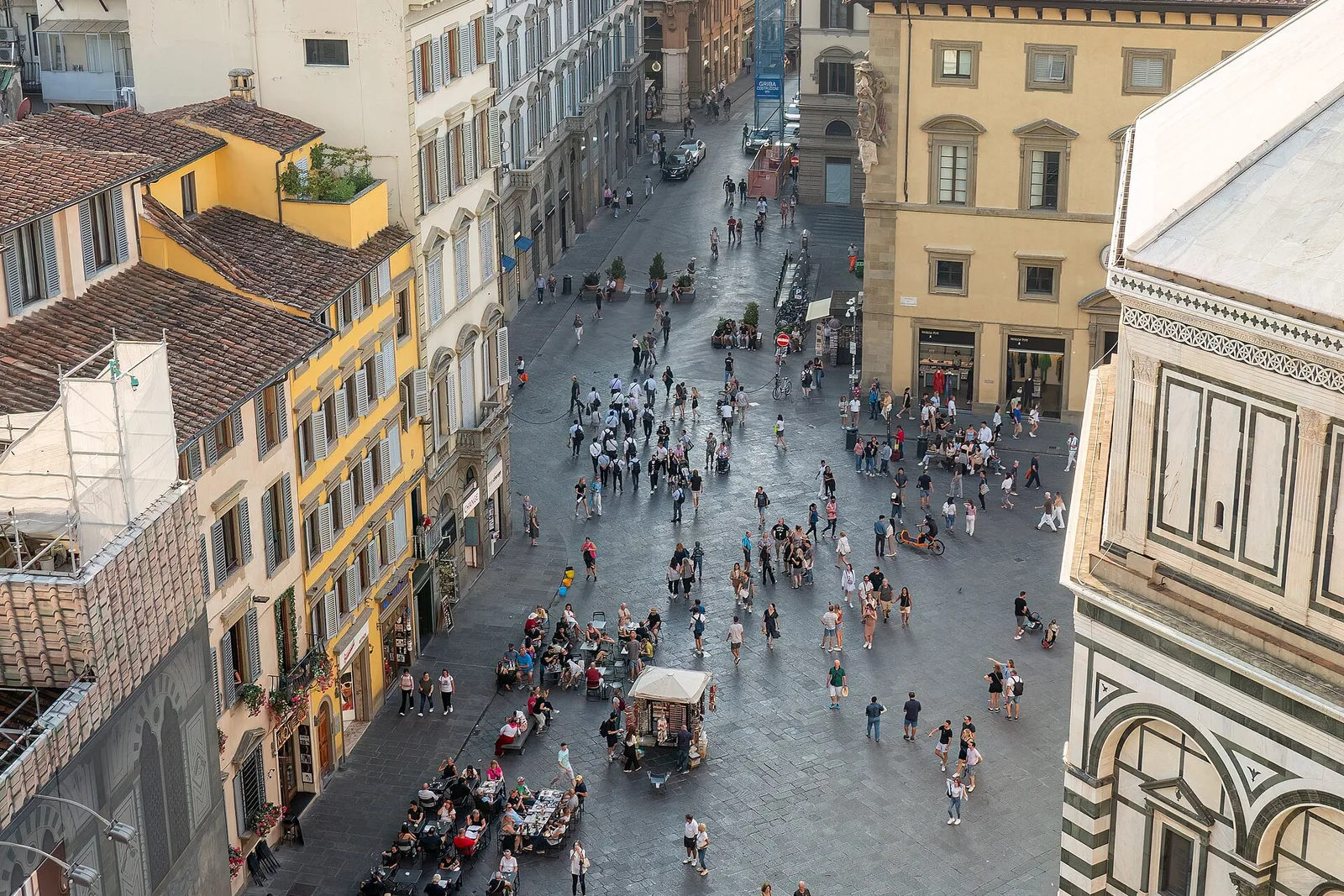 Piazza del Duomo in Florence seen from the cathedral terrace