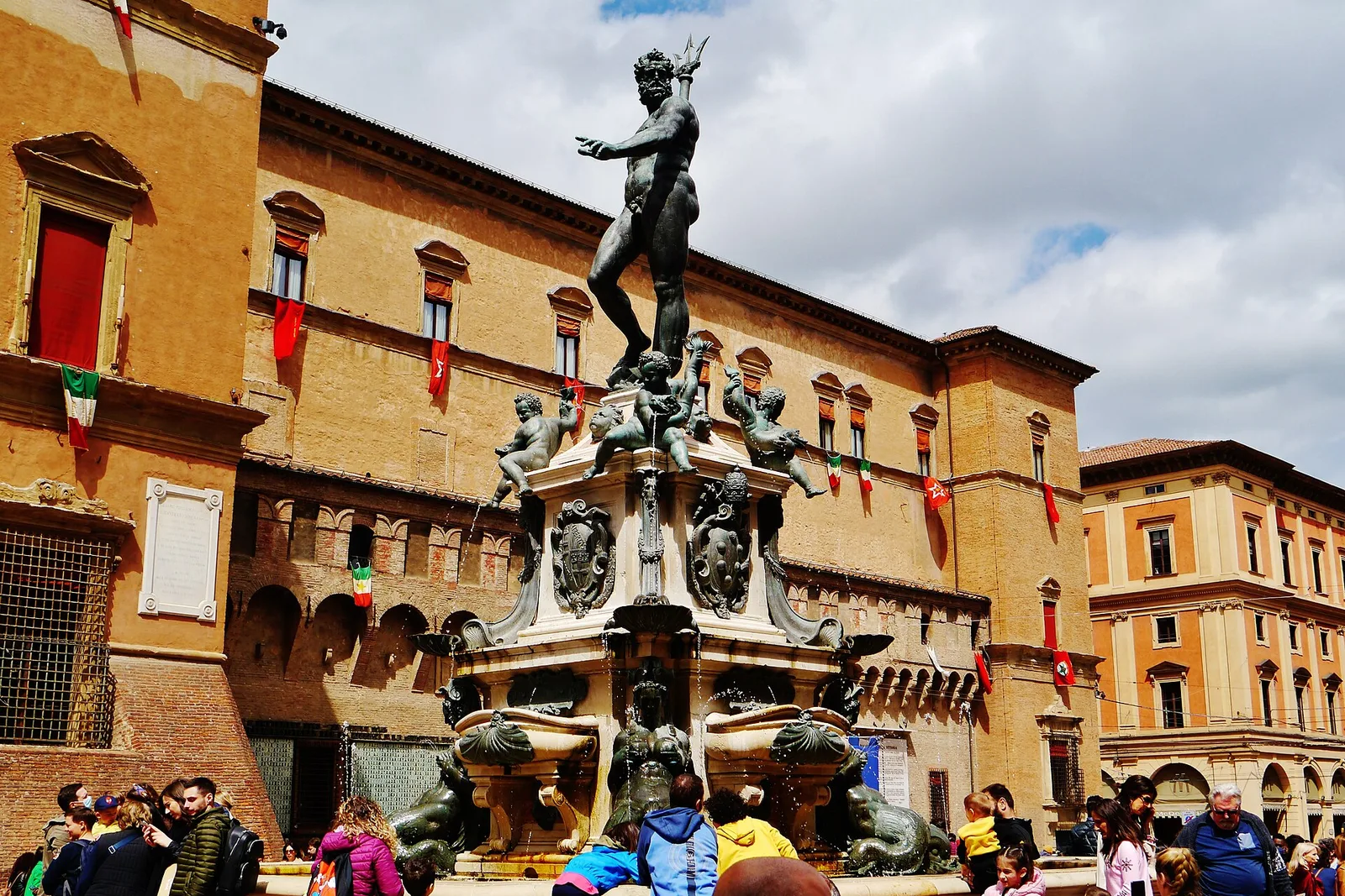 The Neptune fountain on Piazza Maggiore in Bologna