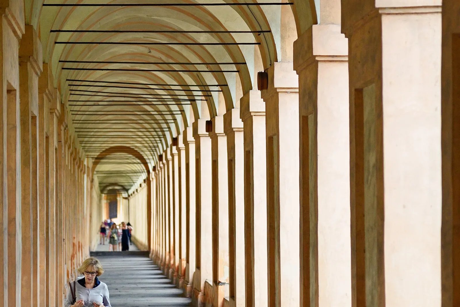 The arched portico climbing to the Sanctuary of San Luca