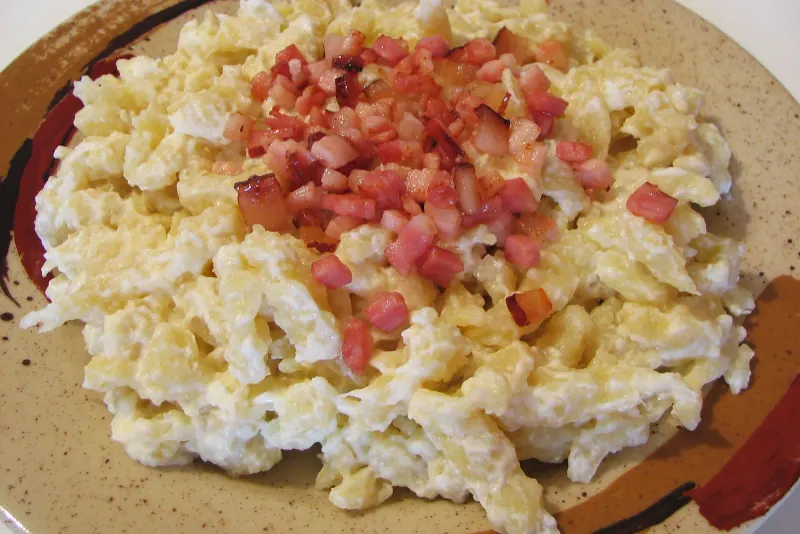 Bryndzove halusky with bacon, Slovakia's national dish
