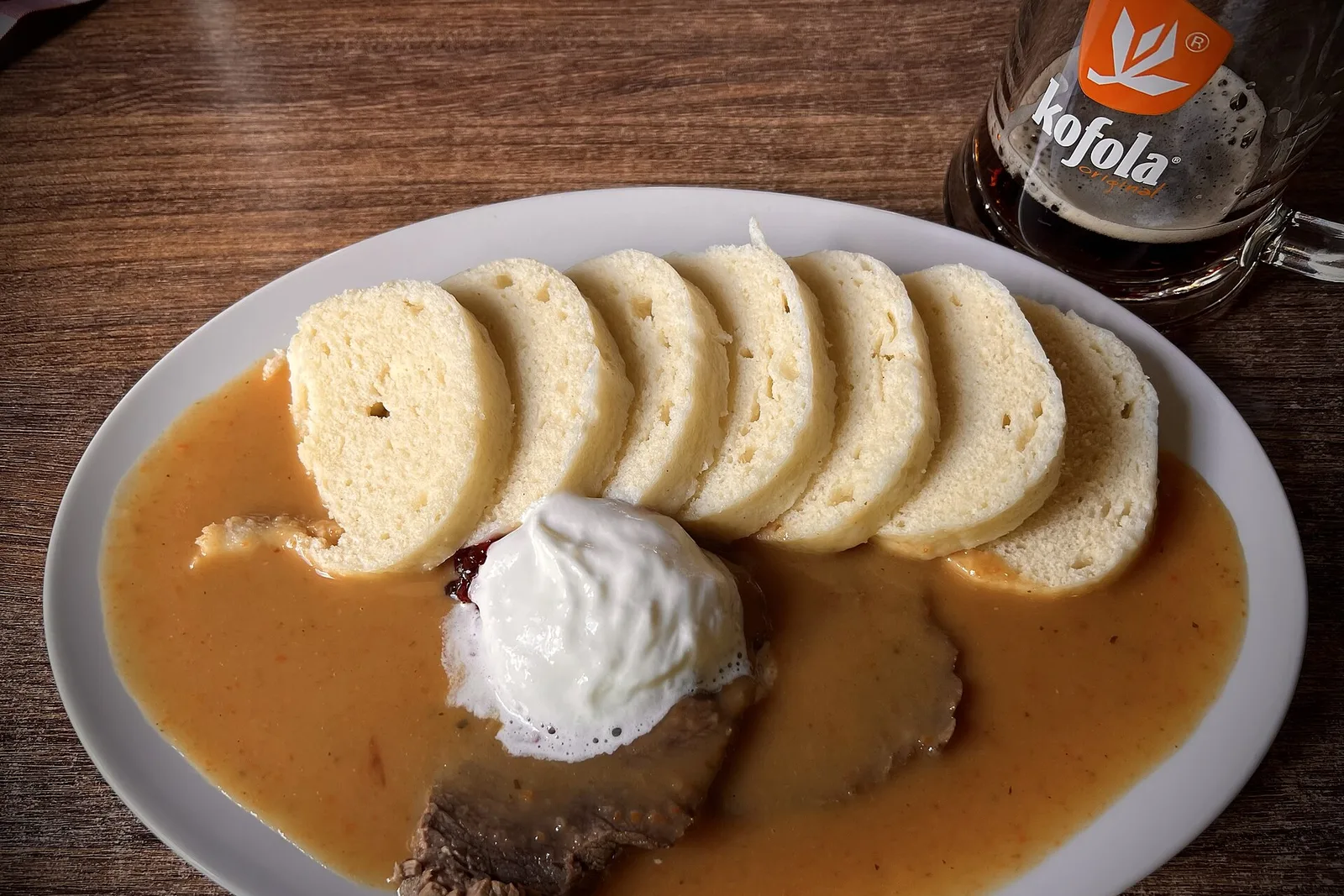 Svickova with bread dumplings and cream sauce, a classic Czech plate
