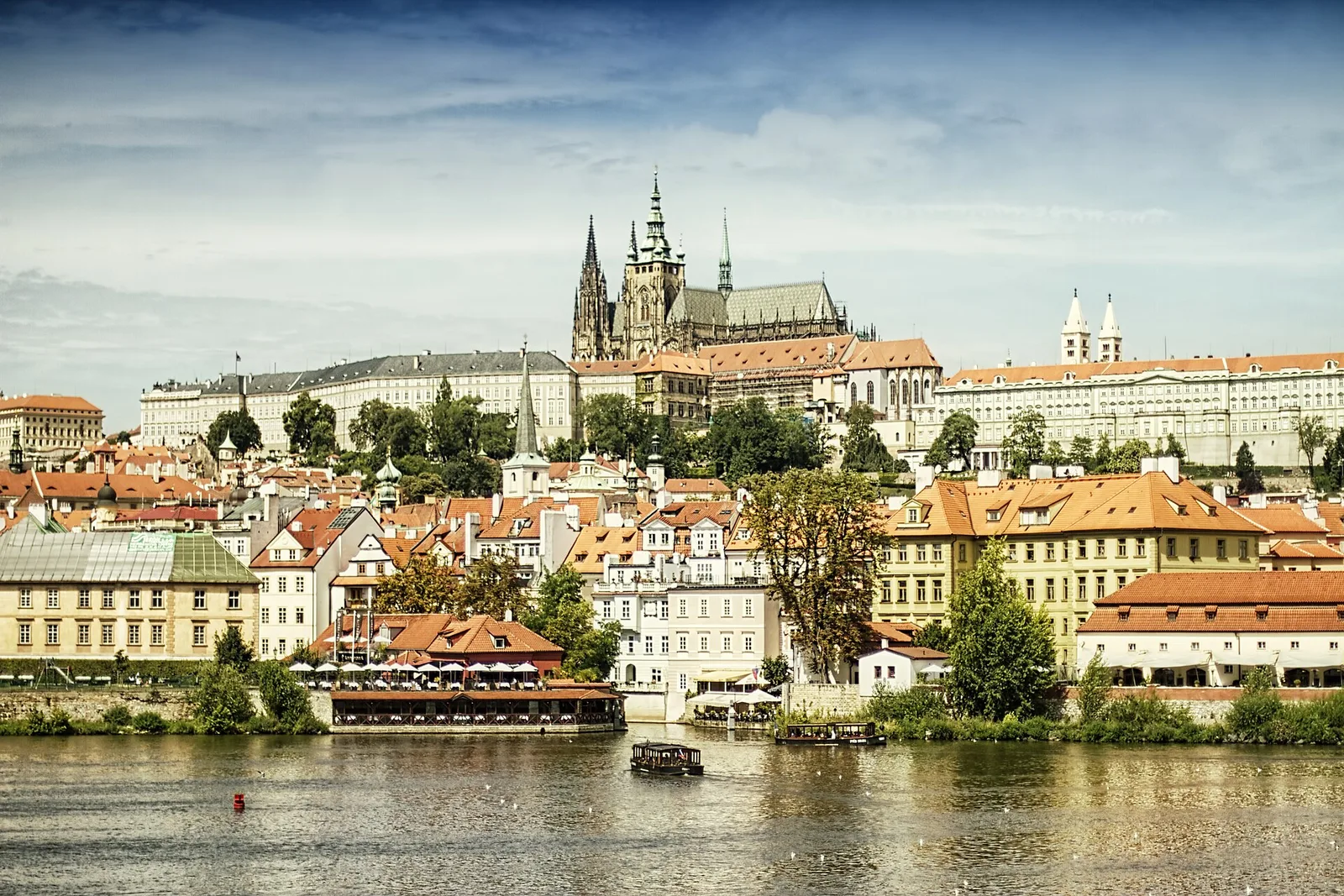 Prague Castle and St Vitus Cathedral above the Vltava river