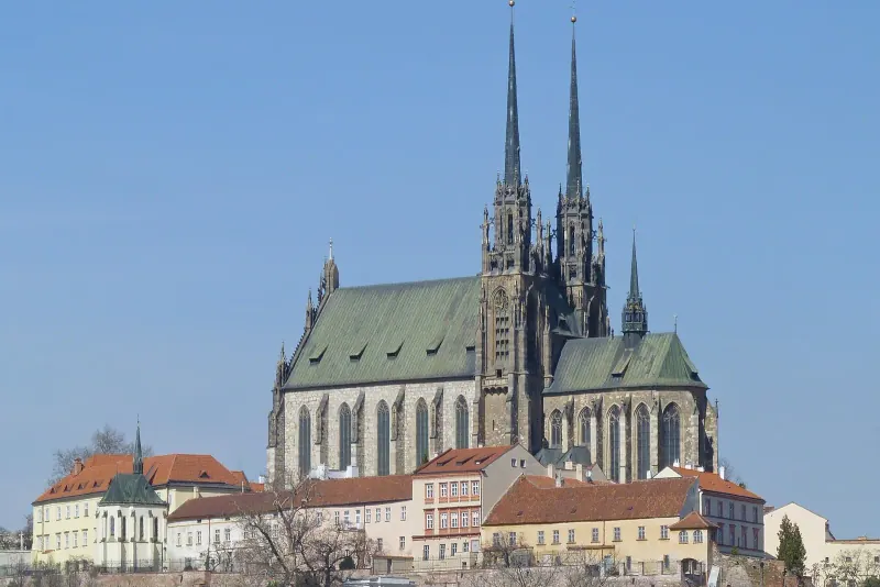 Cathedral of Saints Peter and Paul with its twin spires above Brno
