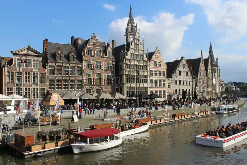 Guild houses along the Graslei quay in Ghent