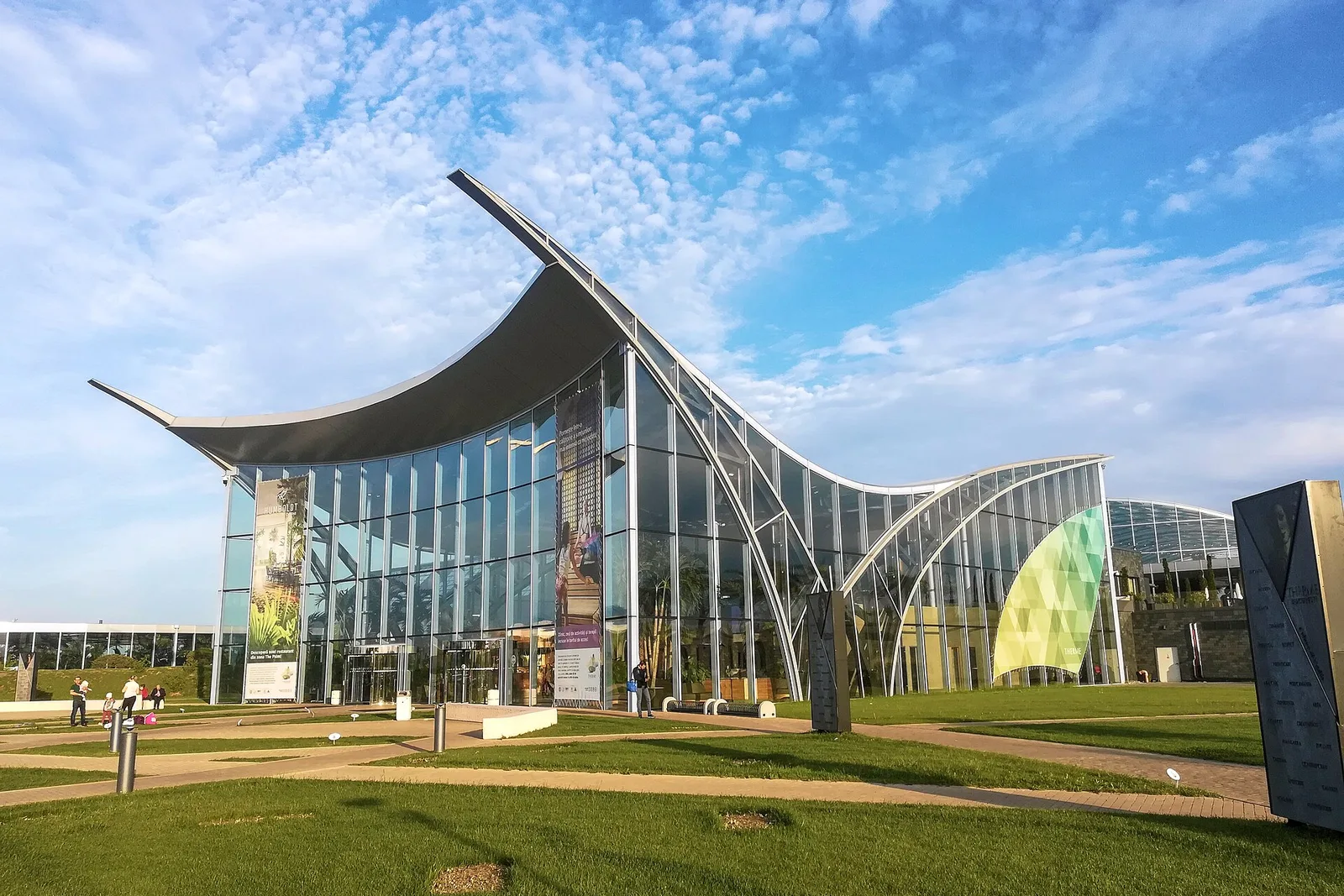 The glass halls of the Therme Bucharest spa complex