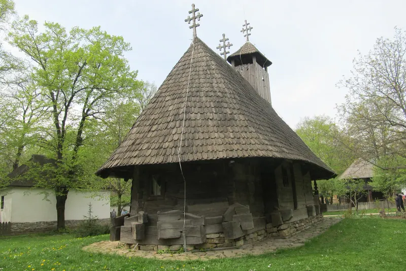 A wooden church at the Village Museum in Bucharest