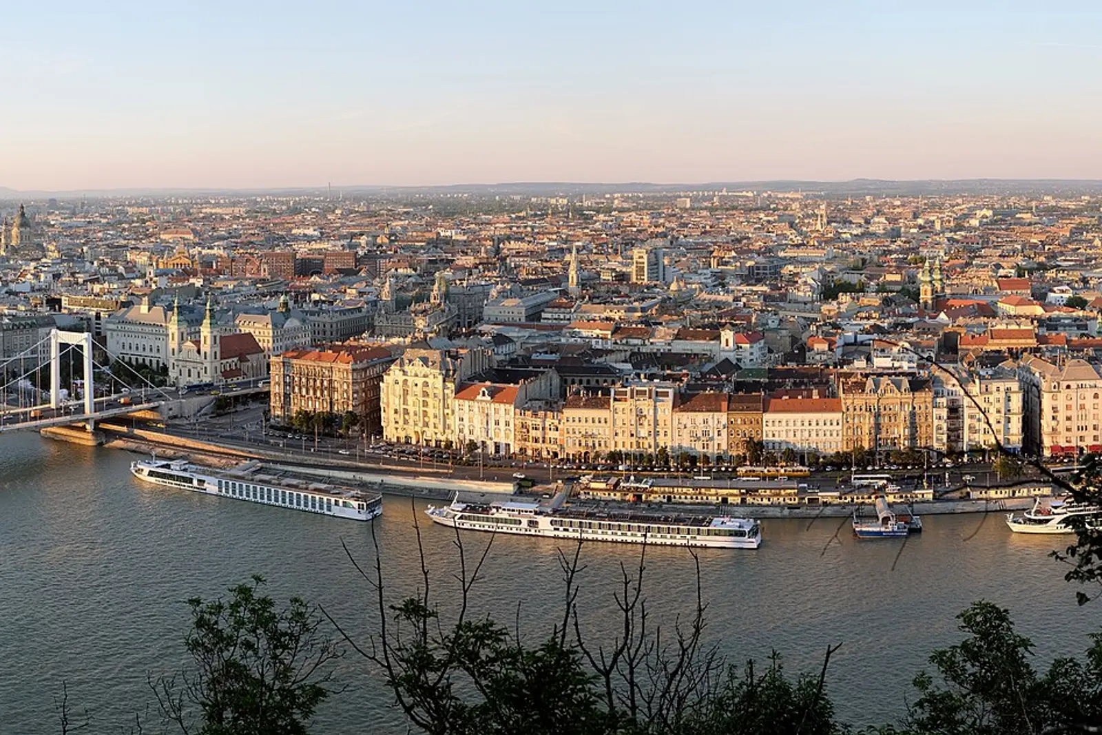 The Danube and its bridges through central Budapest