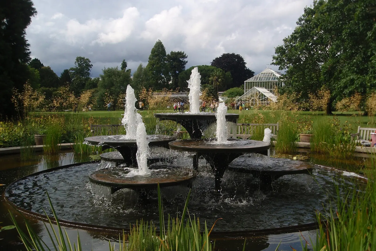The fountain lawn of Cambridge Botanic Garden
