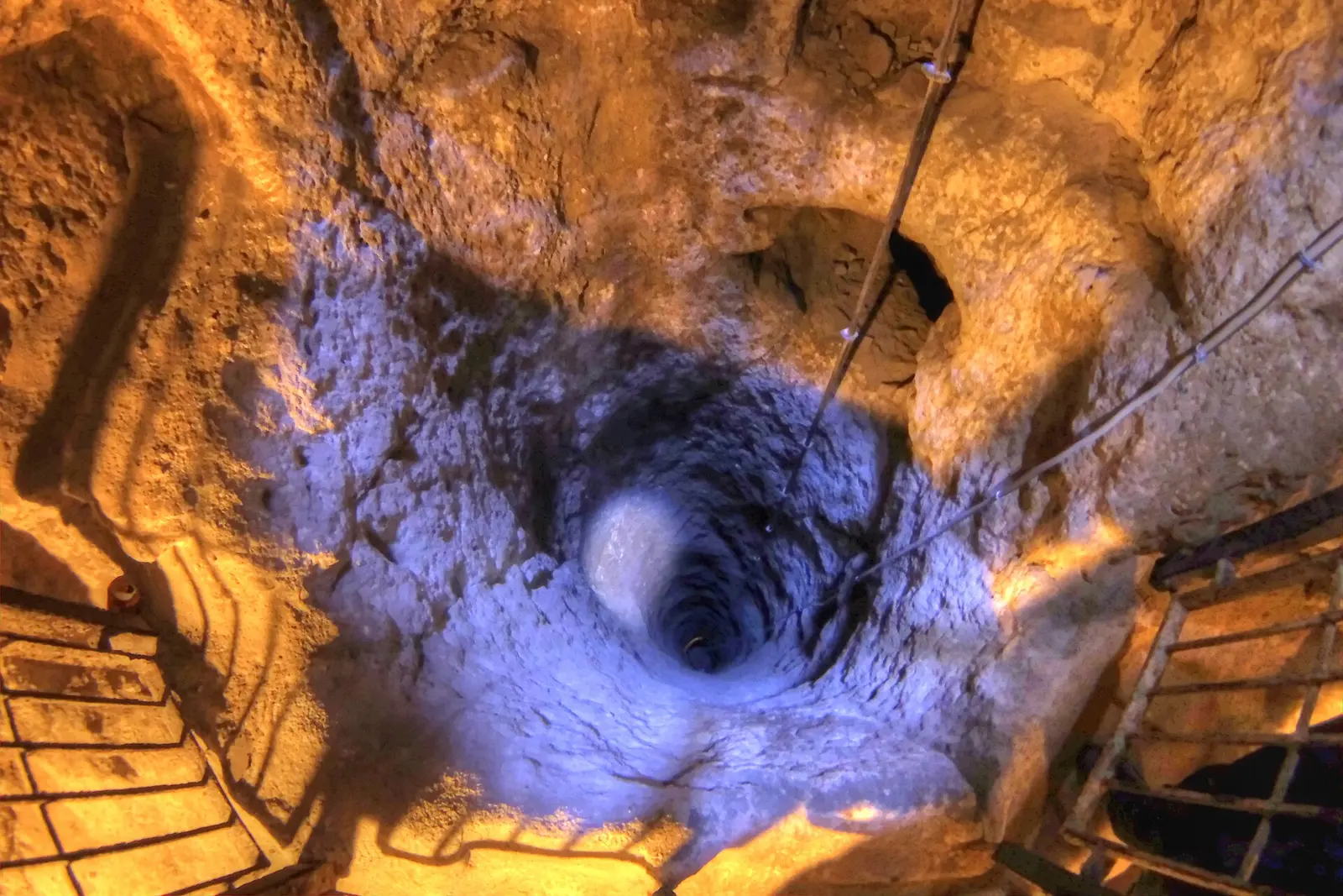 Stone corridors inside Derinkuyu underground city, Cappadocia