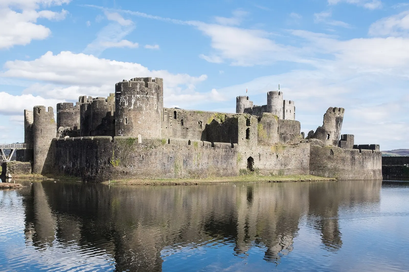 Caerphilly Castle and its moat