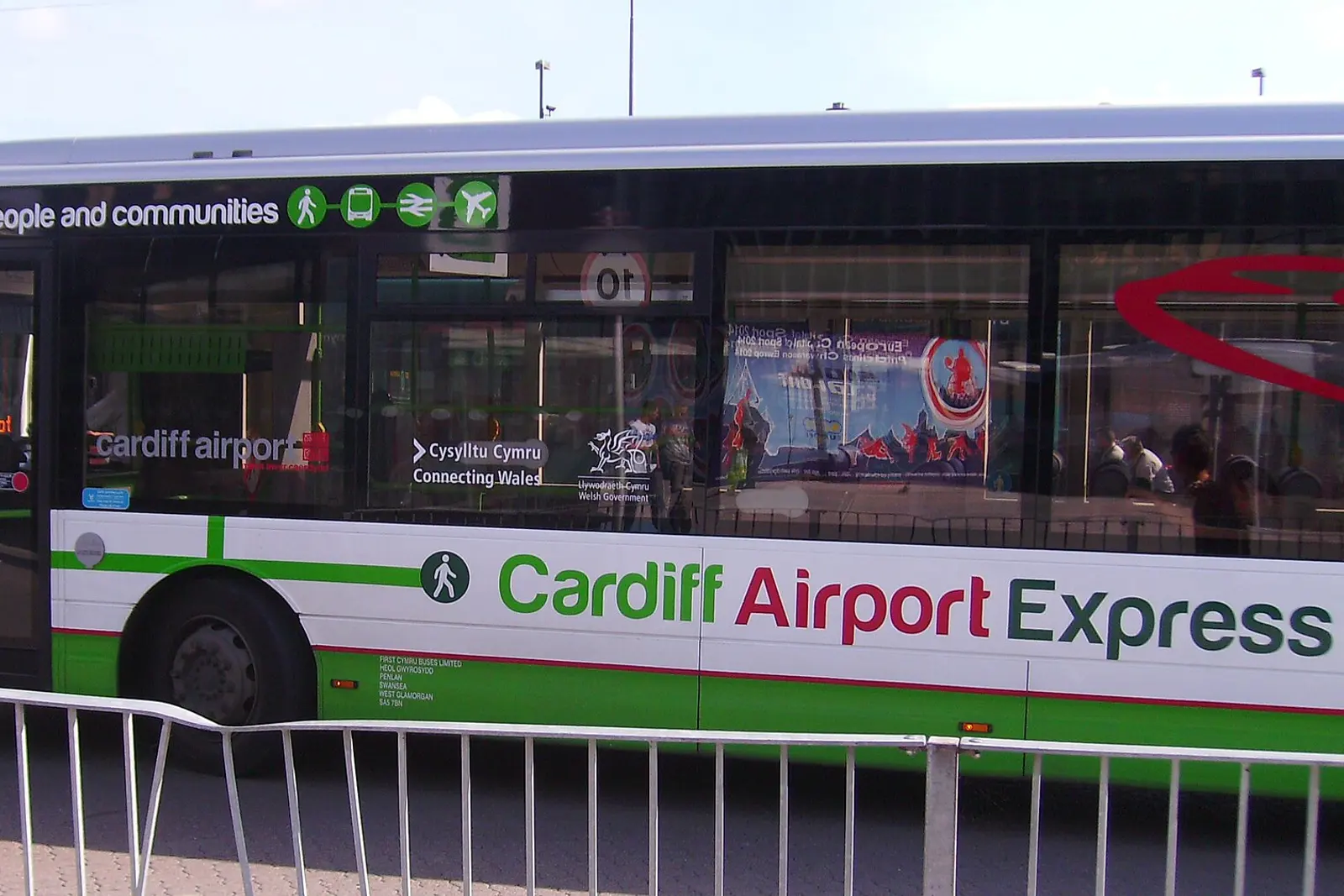 The Cardiff Airport Express bus at Cardiff airport