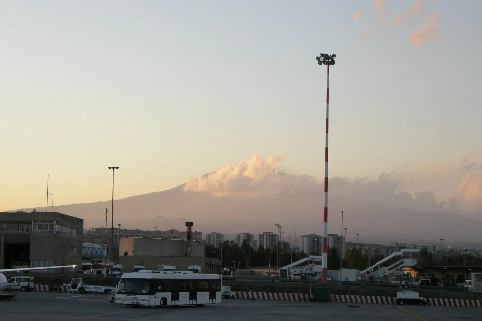 Mount Etna behind the apron at Catania airport