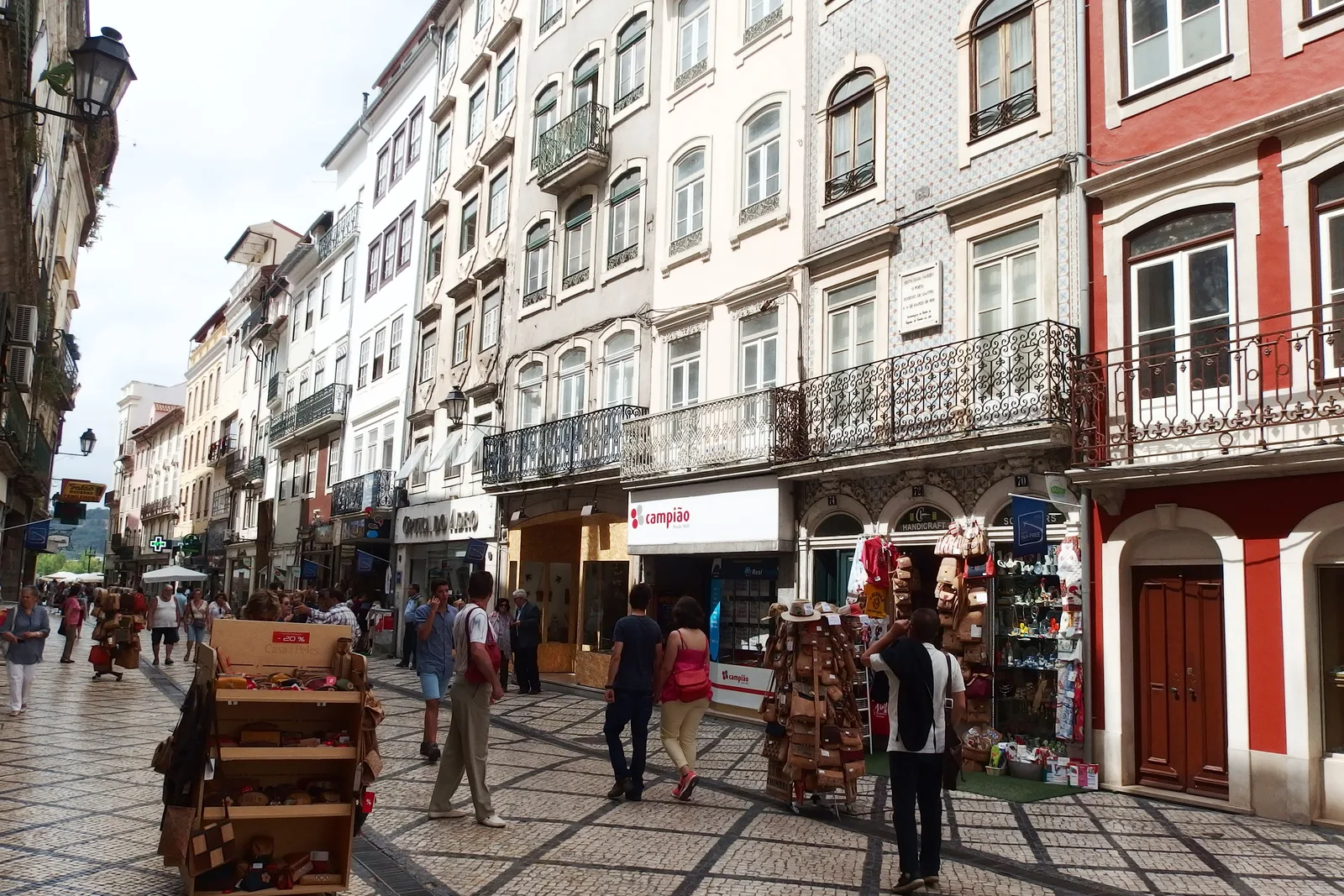 Rua Ferreira Borges, the tiled pedestrian shopping street in Coimbra's Baixa