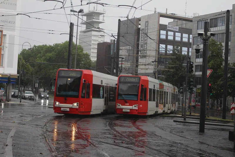 KVB trams at a stop in Cologne