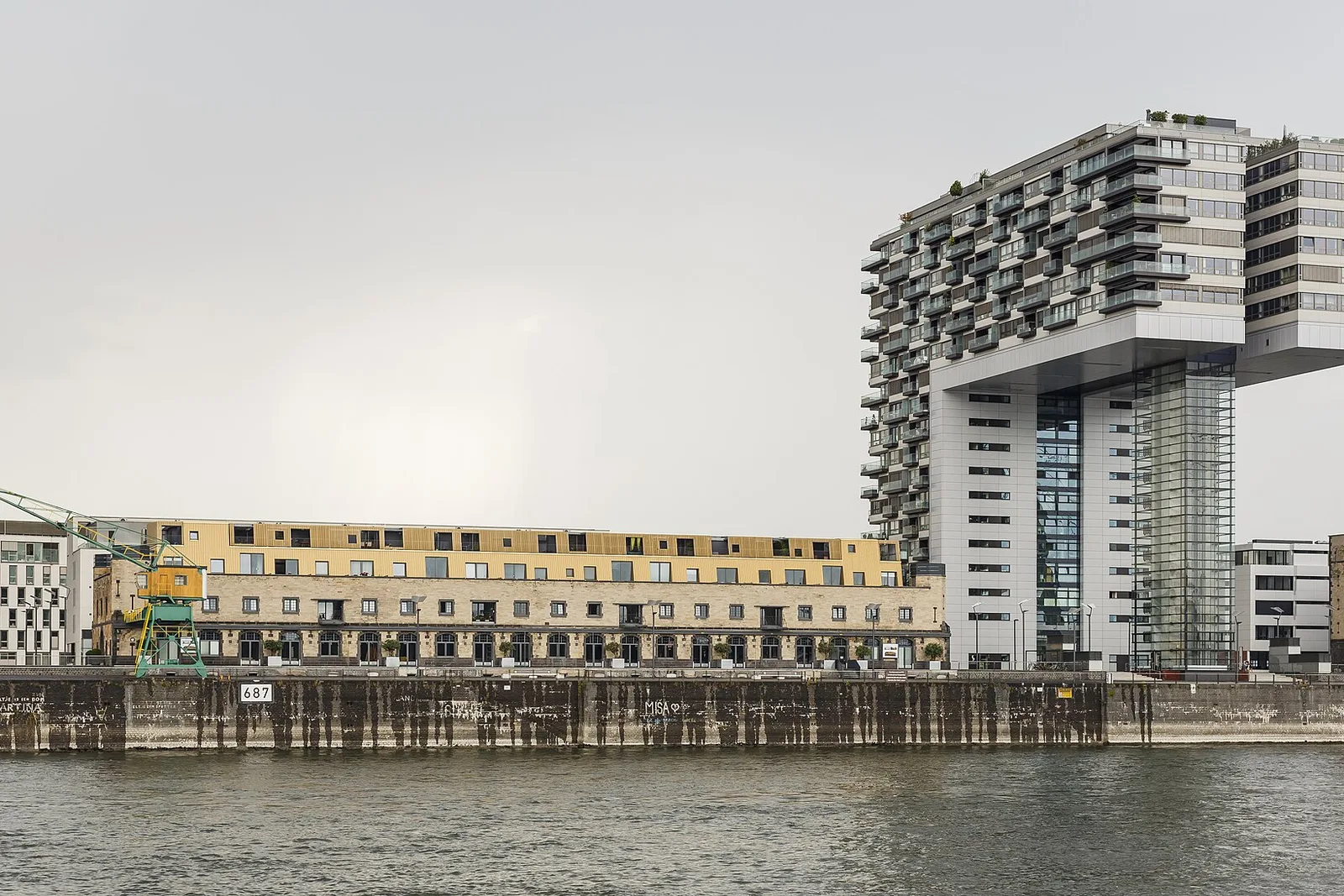 Kranhaus towers on Cologne's Rheinauhafen waterfront
