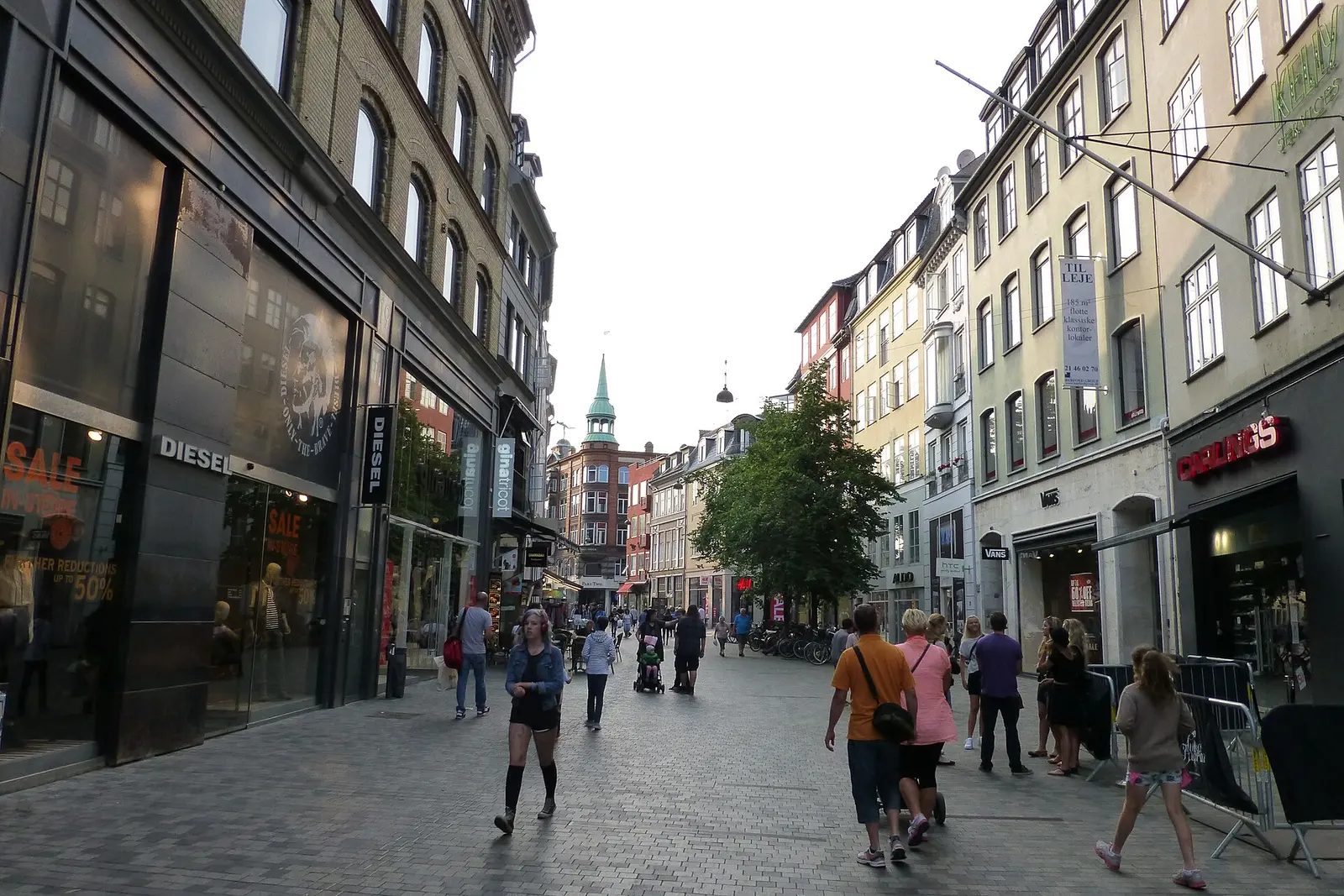 The Stroget pedestrian shopping street in central Copenhagen