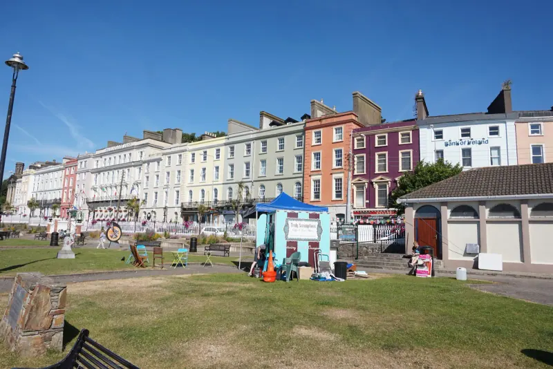 The Deck of Cards houses under Cobh cathedral