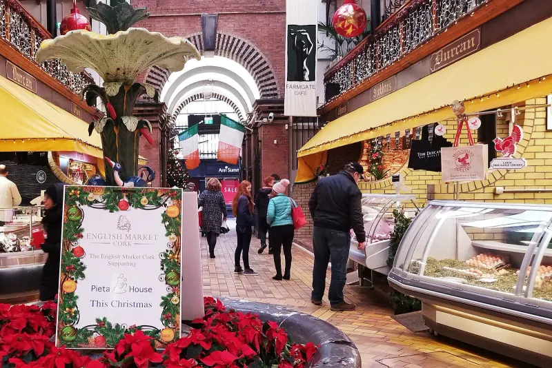 Food stalls inside Cork's English Market