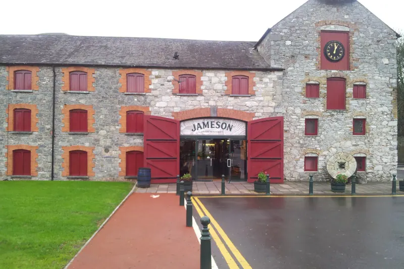 The stone entrance of the Jameson Distillery in Midleton