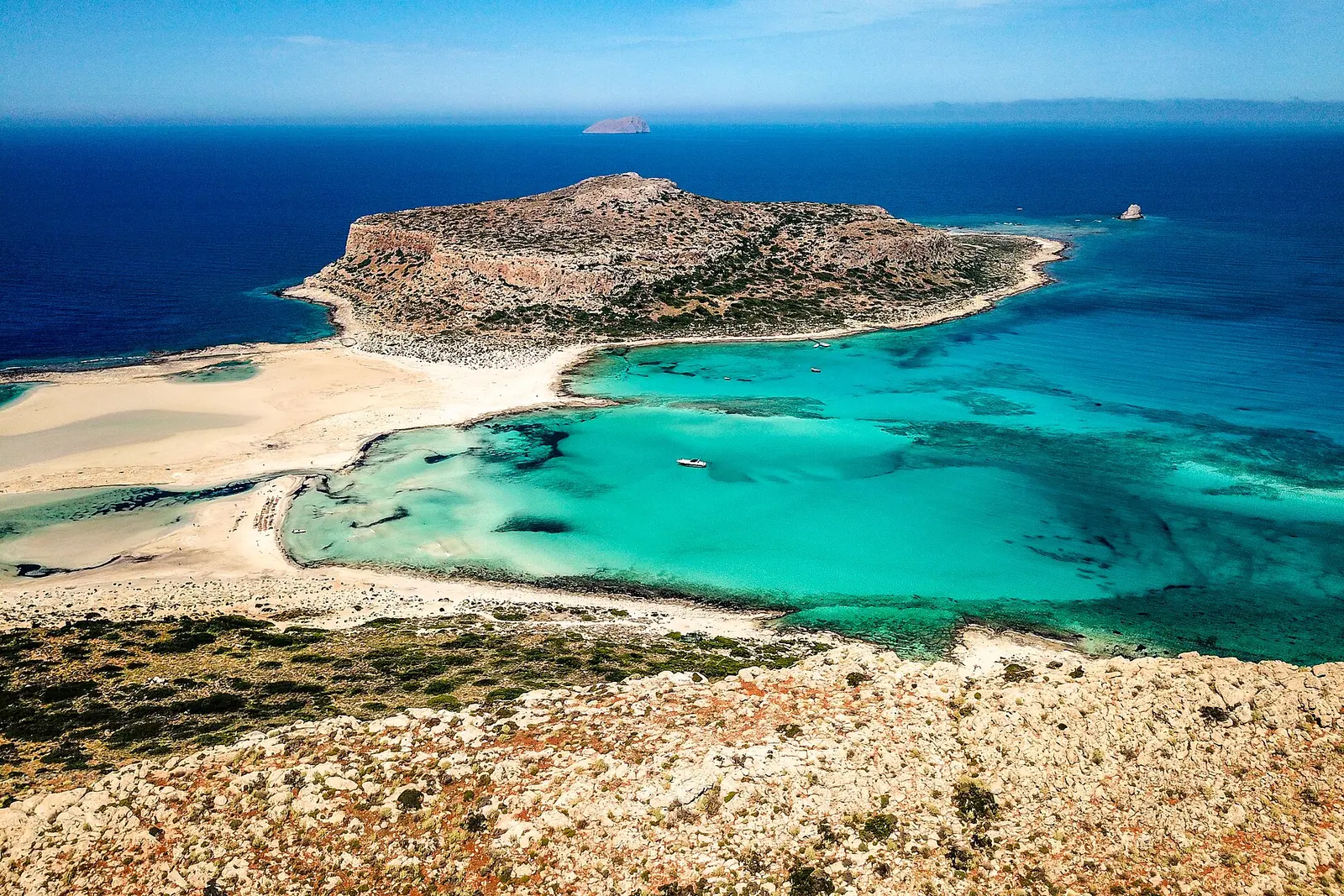 Turquoise water and white sand of Balos Lagoon, Crete