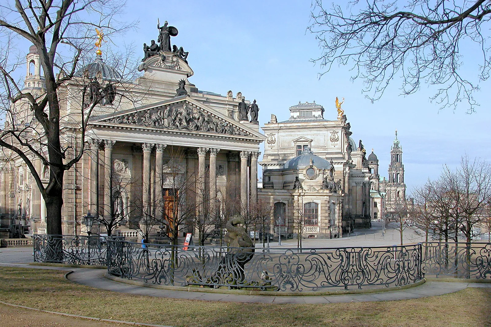 Historic facades along Bruhl's Terrace in Dresden