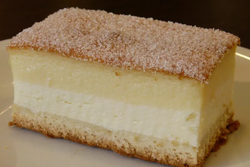 A slice of Eierschecke, the Dresden layer cake