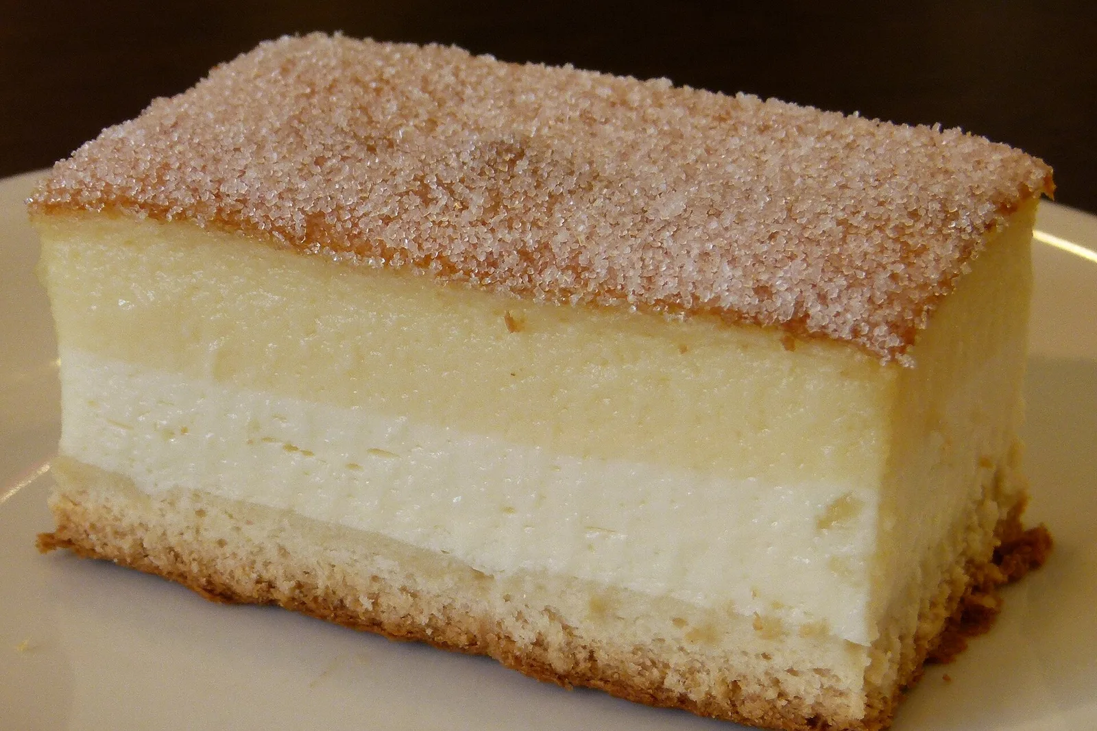 A slice of Eierschecke, the Dresden layer cake
