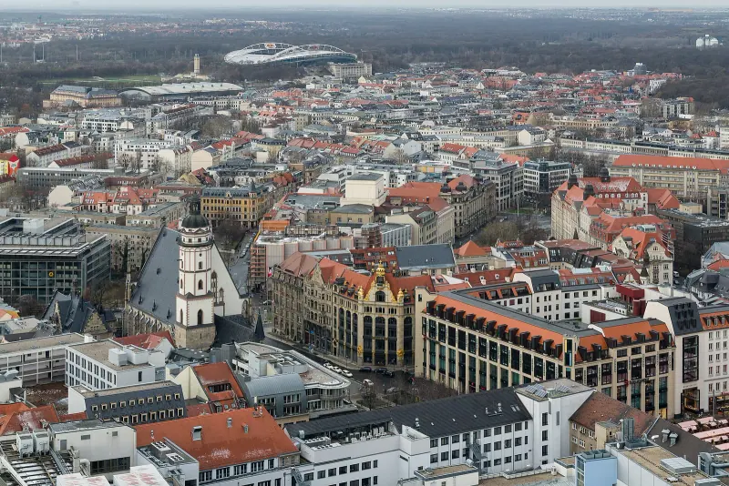 Leipzig's city centre seen from above