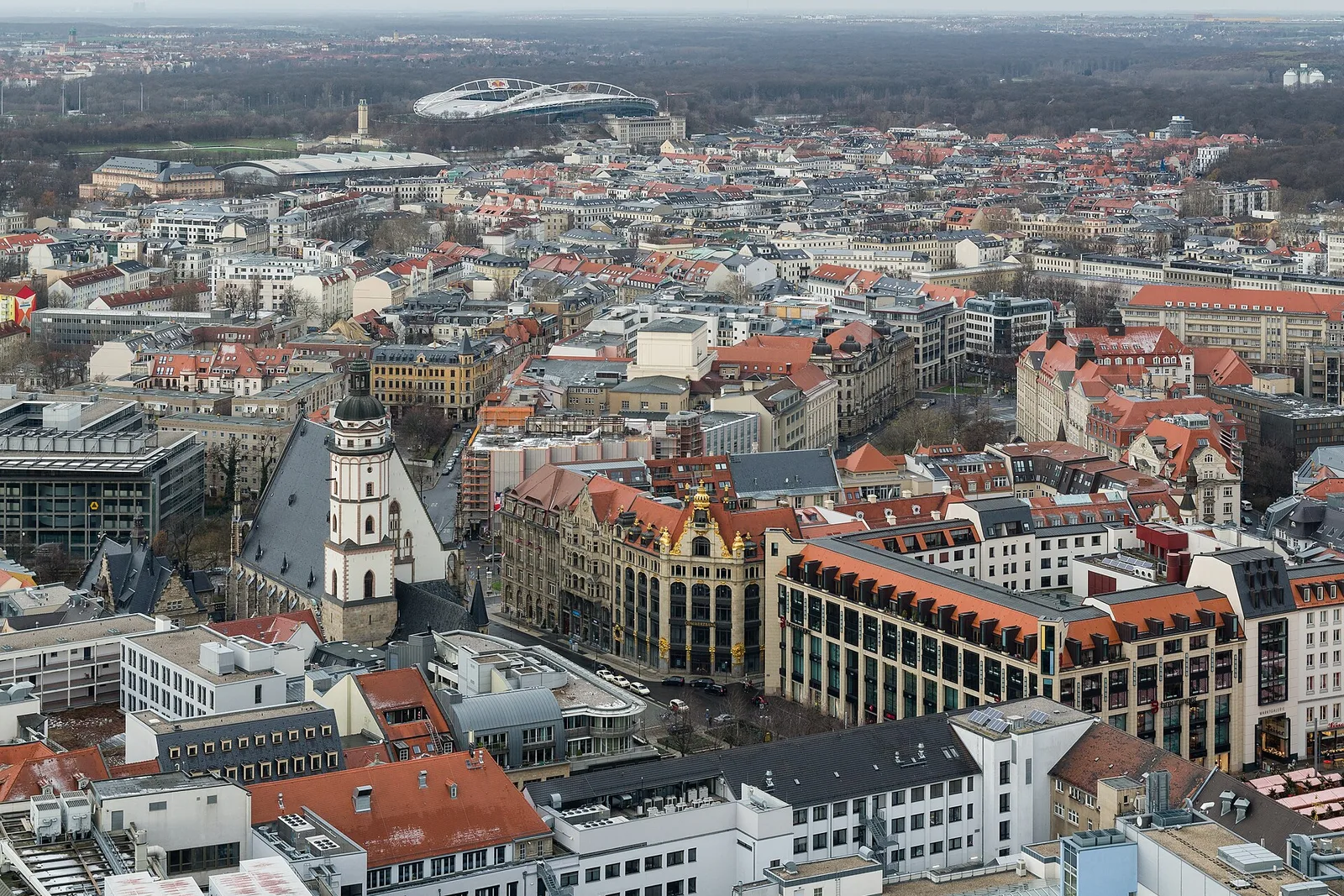 Leipzig's city centre seen from above