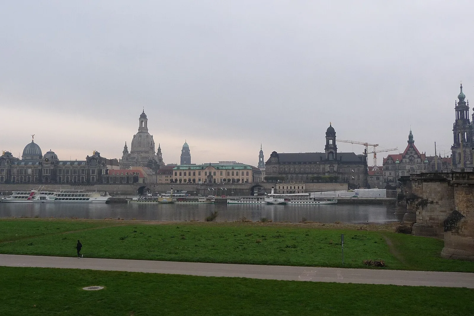 Dresden's old town silhouette across the Elbe